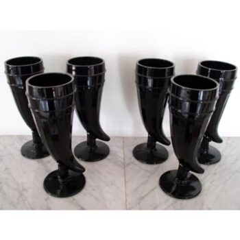 powder horn vase black onyx glass vessel rental