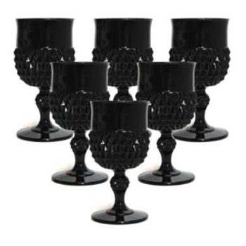 black goblet glass onyx diamond point footed rimmed vessel flowers rental