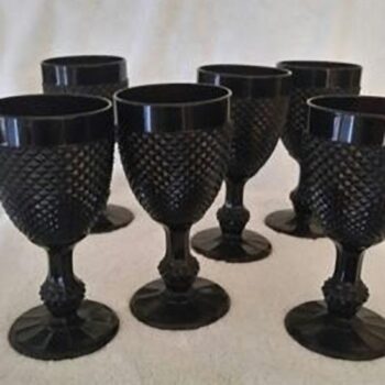 Black Purple Amethyst Diamond Point Wine Glass Goblet vessel rental onyx