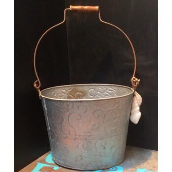 embossed bucket metal aluminum bucket rustic vessel flowers rental