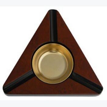 wood and brass ashtray cigar triangle housewares decor rental