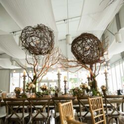 curly willow wood natural hanging sphere decor rental