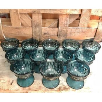 footed bowl blue glass clear vessel rental