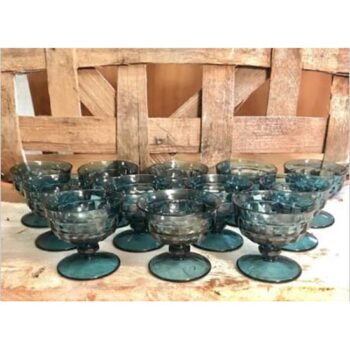 footed bowl blue glass clear vessel rental