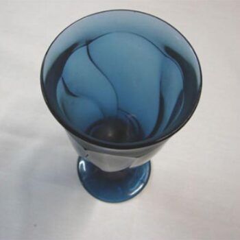 footed vase blue glass clear vessel rental