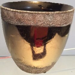 essence pot original gold brown ceramic large vessel utility flowers rental