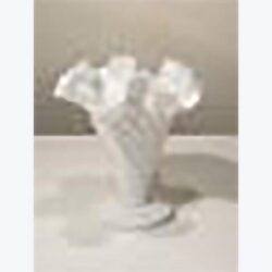 footed bowl ruffled edge hobnail white matte dimpled glass vessel rental