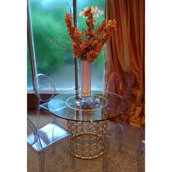 rota white glass clear candle flowers cylinder round straight glass vessel rental