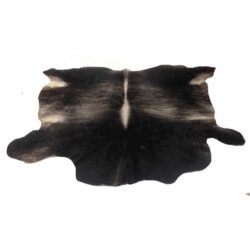 cowhide black tan white leather animal rug decor rental