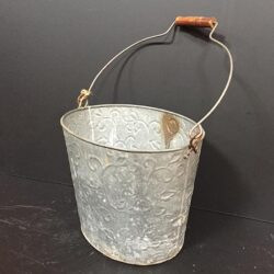 embossed bucket metal aluminum bucket rustic vessel flowers rental