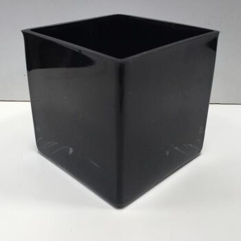 cube vase ebony string glass vessel rental