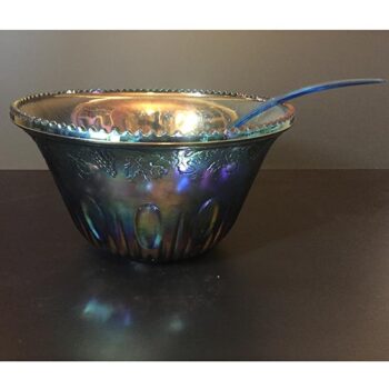 blue fruit punch bowl grape harvest pattern glass vessel rental