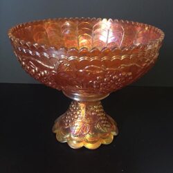 punch bowl marigold gold carnival iridescent footed diamond rim glass vessel rental