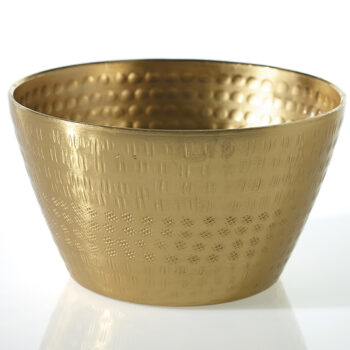 jema bowl gold vessel metal flowers rental