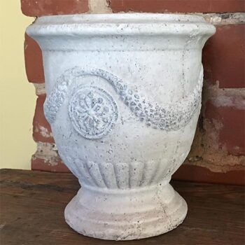 medallion urn matte grey design grape harvest glass vessel flowers rental