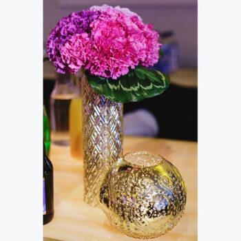 mercury bubble bowl gold glass vessel flowers rental