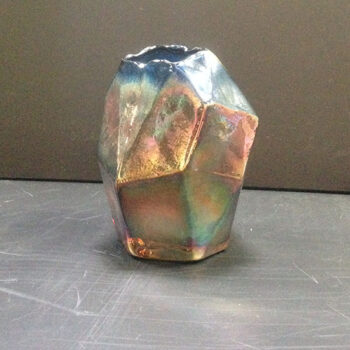 mogul vase blue gold iridescent vessel flowers rental