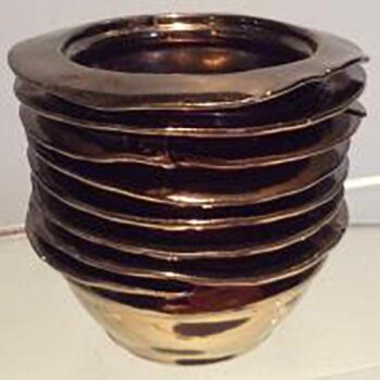 parson vase ceramic gold brown ridges original vessel ceramic flowers rental