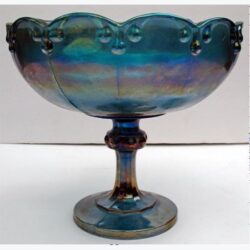 pedestal bowl vintage blue purple iridescent carnival glass vessel rental
