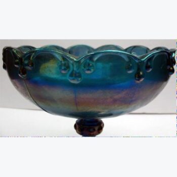 pedestal bowl vintage blue purple iridescent carnival glass vessel rental