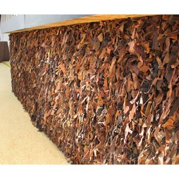 shag rug brown leather decor rental