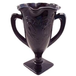 loving cup double handle ruffle rim ebony glass vessel rental