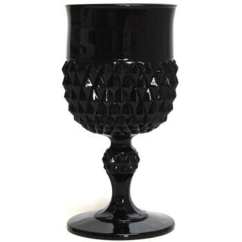 black goblet glass onyx diamond point footed rimmed vessel flowers rental