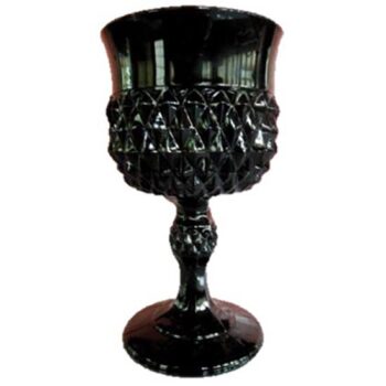black goblet glass onyx diamond point footed rimmed vessel flowers rental