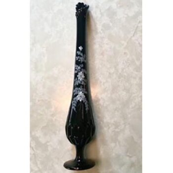 swung bud vase tall black glass 1960s vintage piece flowers vessel rental