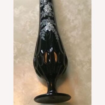 swung bud vase tall black glass 1960s vintage piece flowers vessel rental