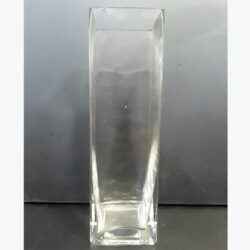square vase clear thick base straight rim glass vessel rental