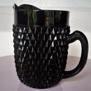 pitcher black onyx diamond point glass vessel handle flowers rental