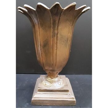 tulip urn metal cast iron painted bronze matte silver vessel flowers rental