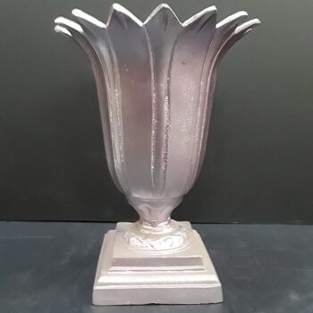 tulip urn metal cast iron painted bronze matte silver vessel flowers rental