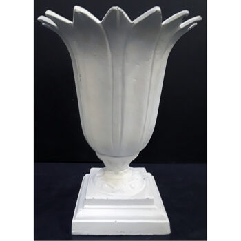 tulip urn metal cast iron painted bronze matte silver vessel flowers rental