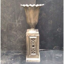 tulip urn pedestal aluminum matte white silver vessel metal flowers rental