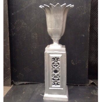 tulip urn pedestal aluminum matte white silver vessel metal flowers rental