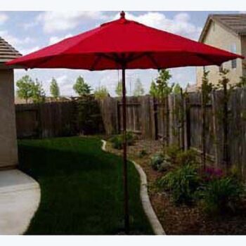 patio umbrella red brown pole outdoor decor rental