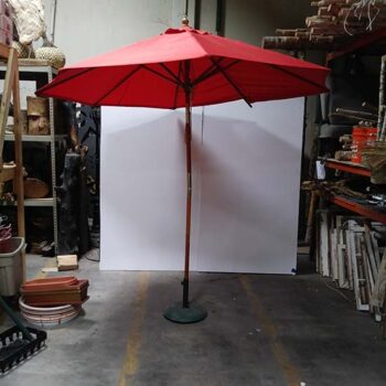 patio umbrella red brown pole outdoor decor rental