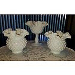 footed bowl hobnail ruffled scalloped glass vessel rental