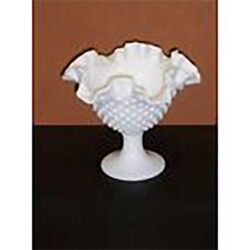 footed bowl hobnail dimpled ruffled glass vessel rental