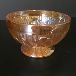 bowl amber gold marigold iridescent footed design glass vessel vintage rental