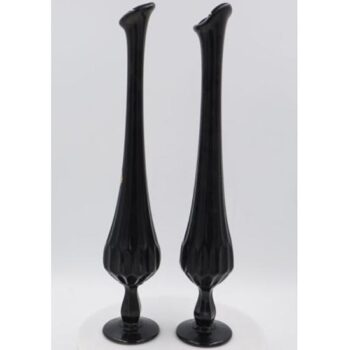 swung bud vase tall black glass 1960s vintage piece flowers vessel rental