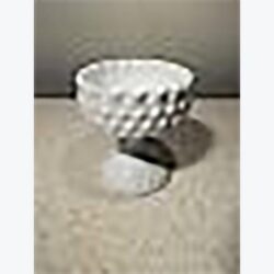 white bowl hobnail dimples ruffled edges white matte glass vessel rental