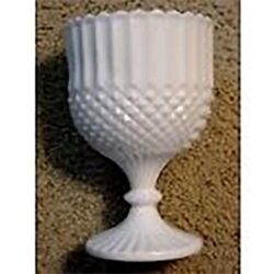 white goblet hobnail ridged footed white matte glass vessel rental