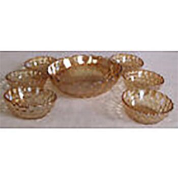 bowl amber vintage carnival clear pedal ridges trim glass vessel rental