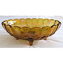 bowl amber vintage carnival clear pedal ridges trim glass vessel rental