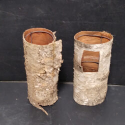 birch bark tube vase planter wood metal flowers rental