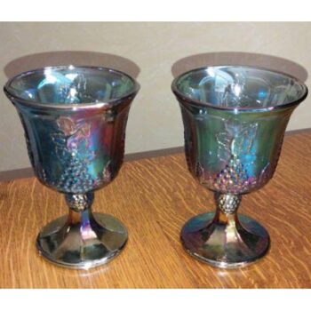 Carnival Glass blue Goblet Indiana Harvest glass vessel rental