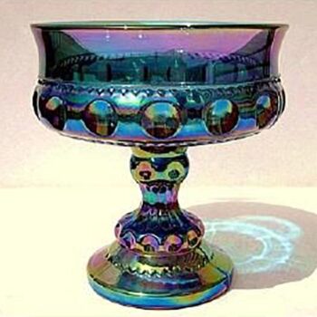 candy dish vintage carnival crowne kings cup footed bowl iridescent glass vessel rental
